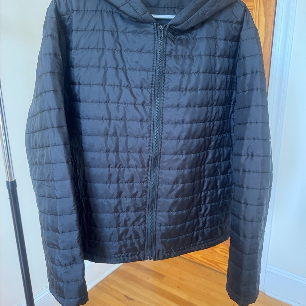 Black Quilted Hooded Jacket